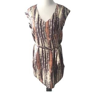 Women's Belted Shirt Dress Sz XS Zipper detail V neckline Dress